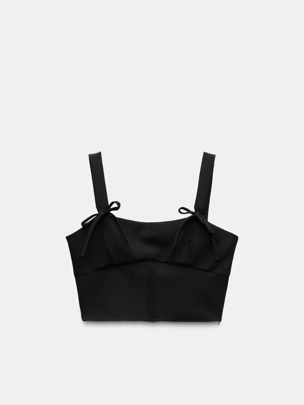 Zara Black Cropped Tank Top with Bow Straps